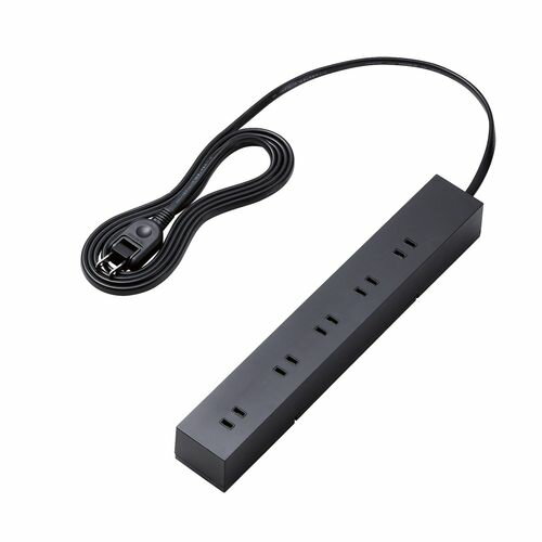 回転脚付電源タップ 上面5口 側面5口 T-KF04-21020BK 2.0m ELECOM