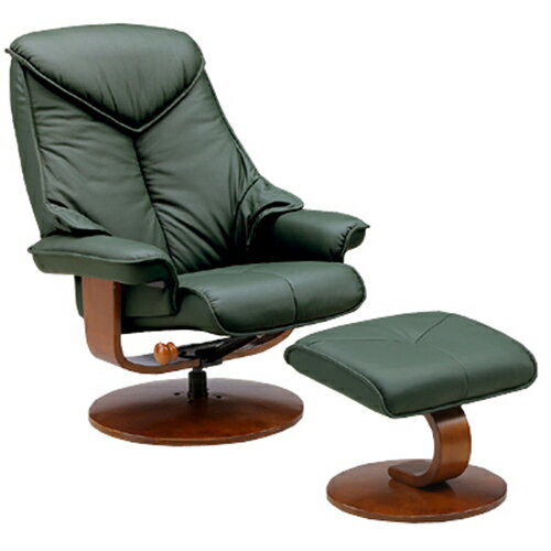 リクライナー レジーナ 本革仕様 360度回転式 リクライニングチェア 74605 ダークグリーン 関家具