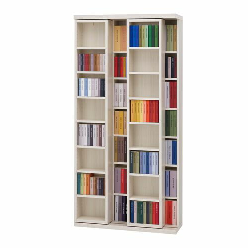 スライド書棚プロ 小型本専用 WSS-880 ホワイトウッド 奥行30cm SLIDE SHELF 
