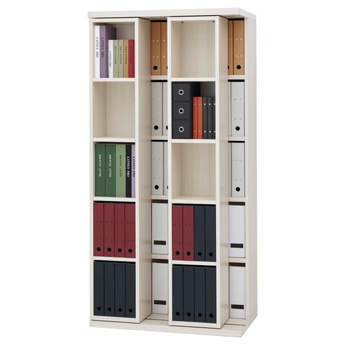 スライド書棚プロ A4専用 WBS-882 ホワイトウッド 奥行52cm SLIDE SHELF P