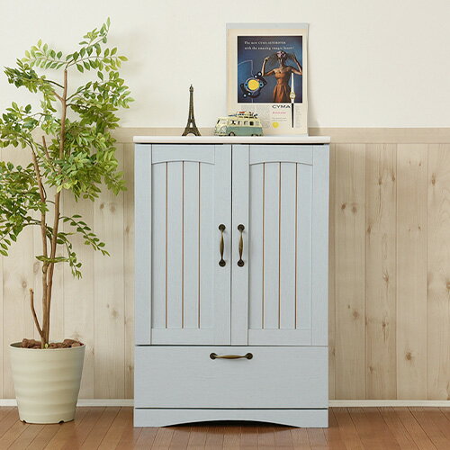 キャビネット リビング収納 引き出し 扉 付き 幅60 【20JISC】FFC-0003-BL ブルー JKプラン