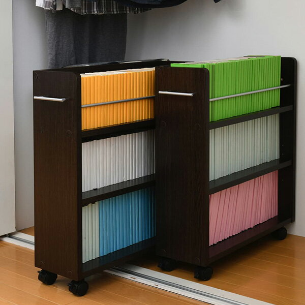 クローゼット収納 クローゼット本棚 キャスター付き SGT-0128-DB ダークブラウン JKプラン