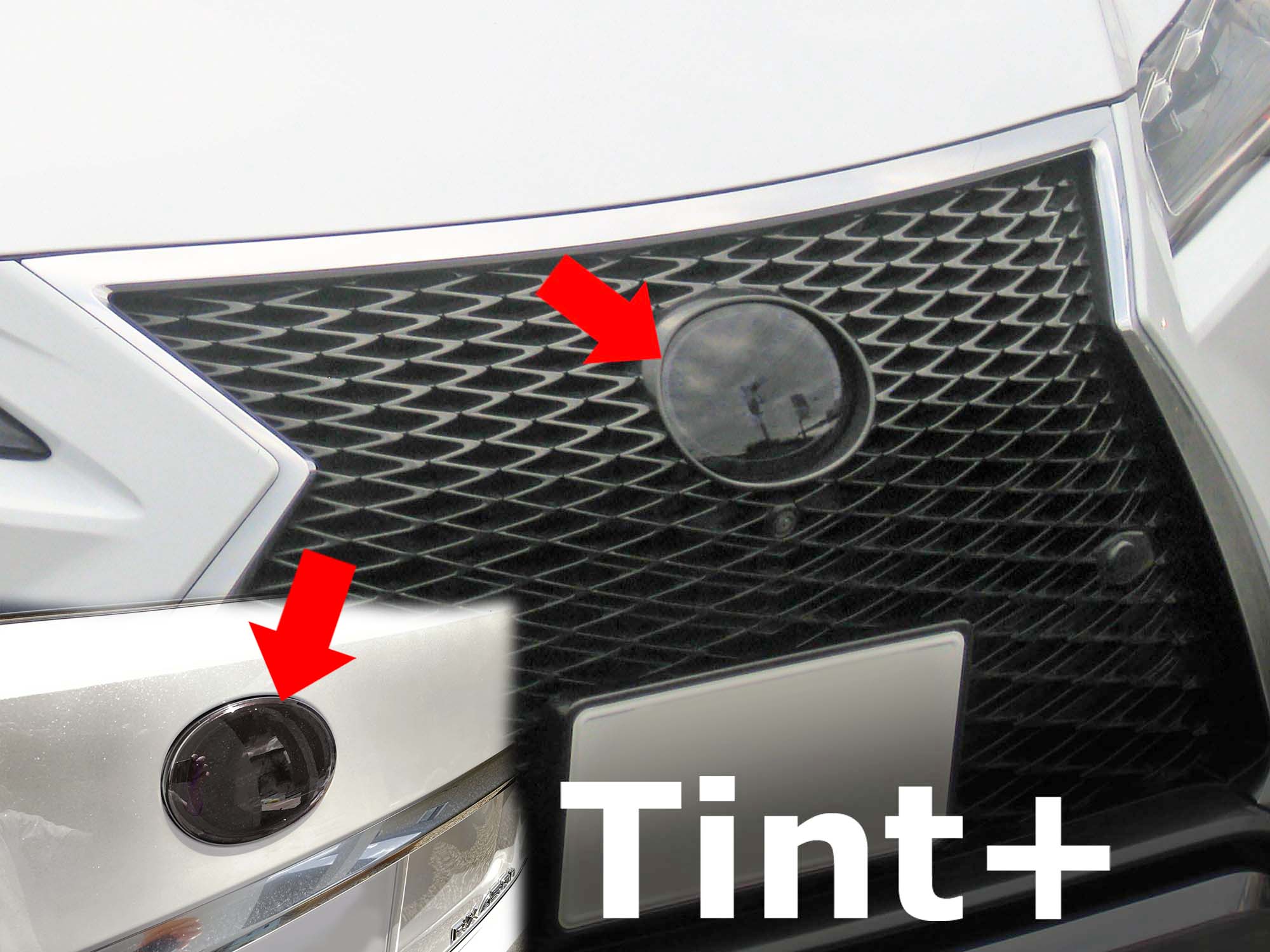 Tint+ エンブレム スモークフィルム (ブラックスモーク 5％ 前後 2枚 セット) レクサスRC RX200t RX350 RX450h AGL20W GGL20W GYL20W型 RX 20