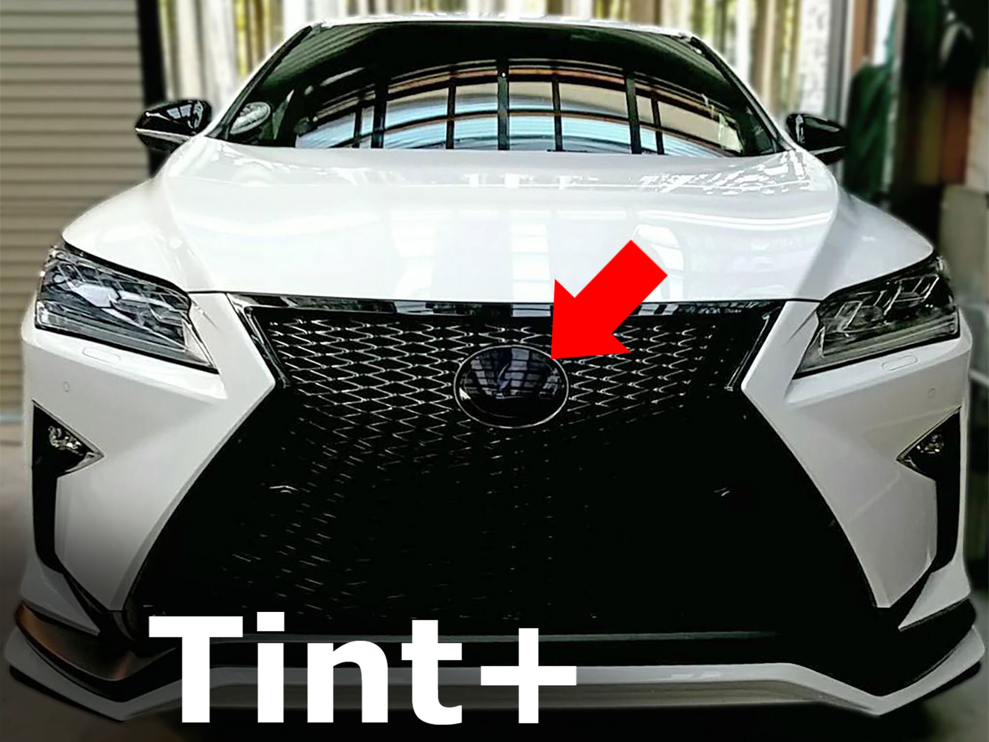 Tint+ エンブレム スモークフィルム (ブラックスモーク 5％ フロントのみ) レクサスRX RX200t RX350 RX450h AGL20W GGL20W GYL20W型 RX 20