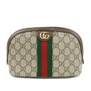 GUCCI シェリー GGスプリーム レザー ラージ コスメティックポーチ ベージュ ブラウン 625551