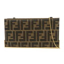 FENDI フェンディズッカ レザー キャンバス チェーンショルダーバッグ ブラウン【中古】【良品】【送料無料】【返品可】
