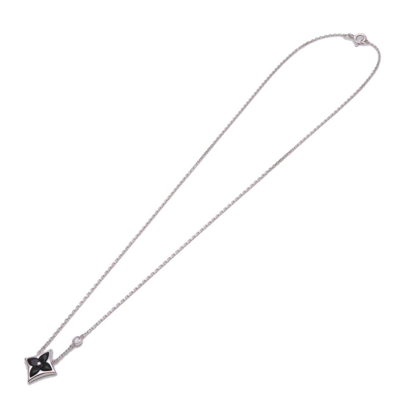 Louis Vuitton LV ルイヴィトン パンダンティフ スター ブロッサム オニキス 1Pダイヤ ネックレス 750WG ホワイトゴールド【中古】【新品仕上げ済み】【送料無料】【返品可】