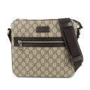 GUCCI グッチ GGスプリーム×レザー 斜め掛け メッセンジャーバッグ ショルダーバッグ ベージュ×ブラウン 406410 ブランド バッグ 鞄