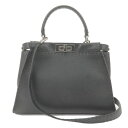 FENDI フェンディ セレリア レザー ピーカブー レギュラー 2WAY ハンド ショルダーバッグ ブラック 8BN290 ブランド バッグ 鞄【中古】【美品...