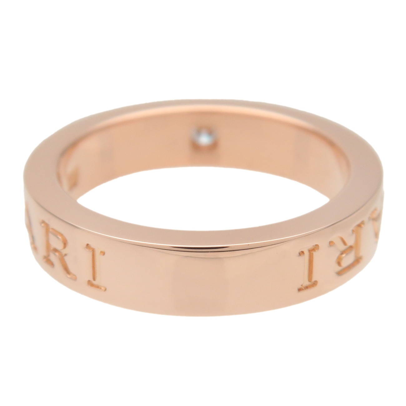 BVLGARI ブルガリ ダブルロゴ リング 1Pダイヤ 9号 K18PG 750PG ピンクゴールド 【正規日本/ブランド証明書付属】 ブランド ジュエリー アクセサリー 指輪【中古】【新品仕上げ済み】【送料無料】【返品可】