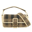FENDI フェンディ ズッカ ペカン キャンバス ラフィア マンマバケット 2Way バッグ 8BR600 ブランド バッグ 鞄【中古】【超美品】【送料無料】...