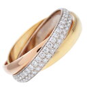 Cartier カルティエ トリニティ パヴェ ダイヤ リング SM #49(9号) K18 750YG/WG/PG イエローゴールド ピンクゴールド ホワイトゴールド【正規ブランド証明書(日本 2021年)】