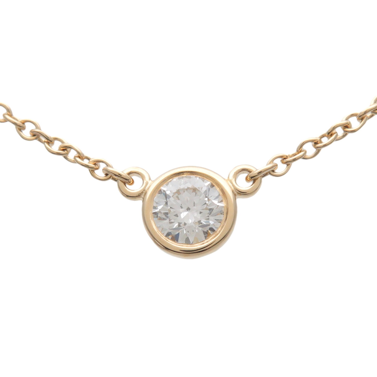 Tiffany&Co. ティファニー バイザヤード 1Pダイヤ ネックレス K18 750YG ダイヤモンド イエローゴールド【中古】【新品仕上げ済み】【送料無料】【返品可】