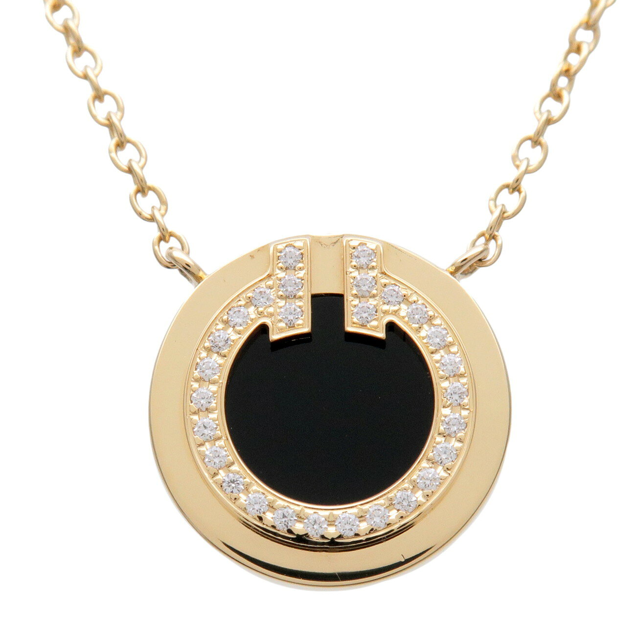 Rakuten - Tiffany&Co. ティファニー T TWO サークル ネックレス K18 750YG ダイヤモンド オニキス イエローゴールド ブラック【中古】【新品仕上げ済み】【送料無料】【返品可】