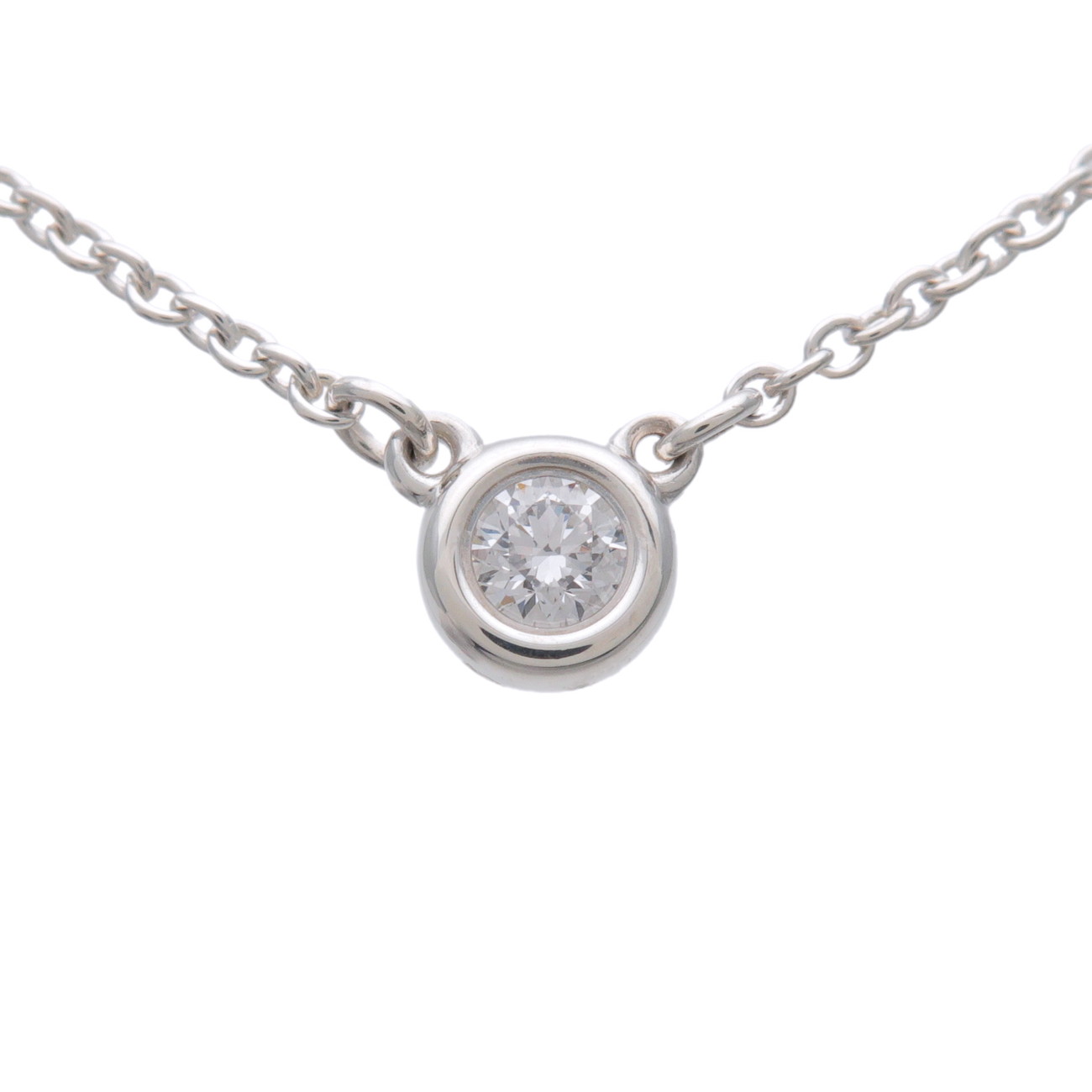 Tiffany&Co. ティファニー バイザヤード 1Pダイヤ ネックレス SV925 ダイヤモンド シルバー【中古】【..