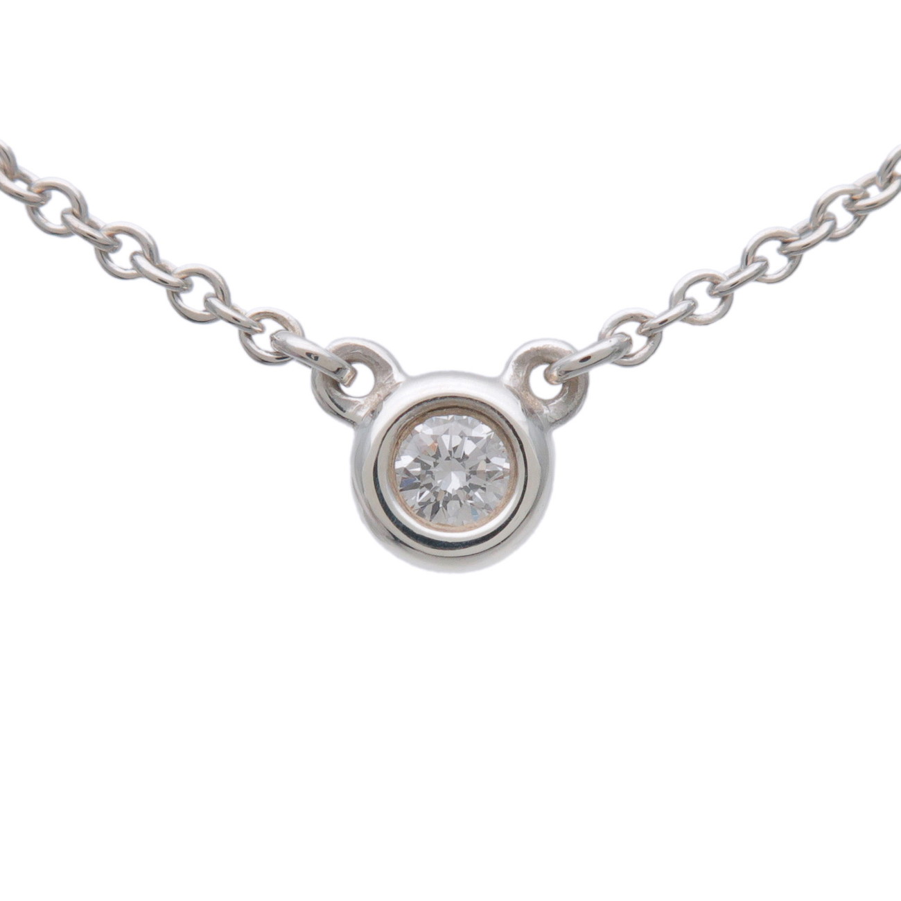 Tiffany&Co. ティファニー バイザヤード 1Pダイヤ ネックレス SV925 ダイヤモンド シルバー【中古】【..
