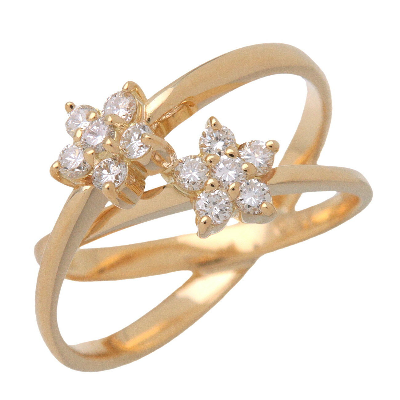 Rakuten - Ponte Vecchio ポンテヴェキオ フラワー ダイヤ リング 指輪 11号 0.27ct K18 750YG ダイヤモンド イエローゴールド【中古】【新品仕上げ済み】【送料無料】【返品可】