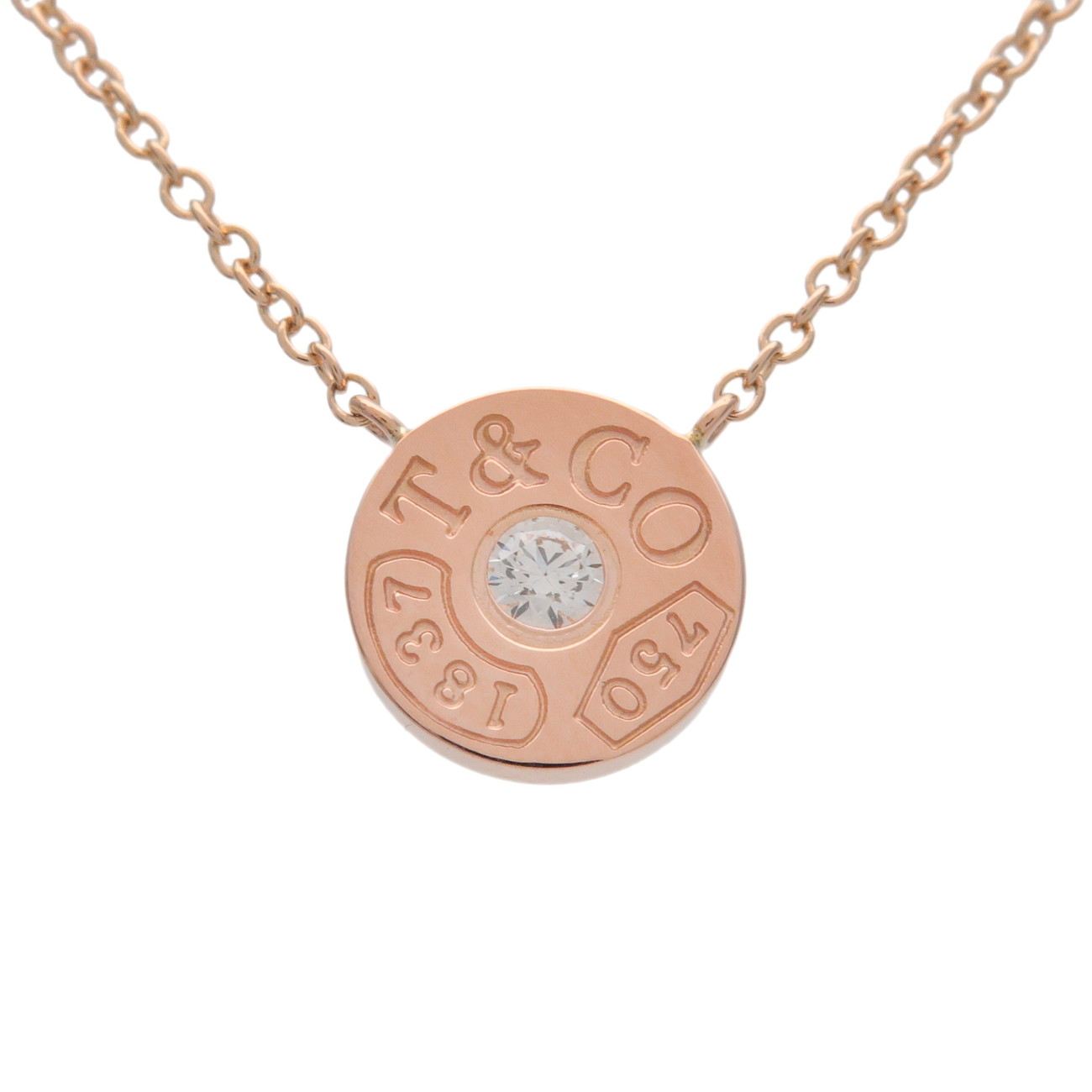Rakuten - Tiffany&Co. ティファニー 1837 1Pダイヤ ネックレス K18 750PG ダイヤモンド ピンクゴールド【中古】【新品仕上げ済み】【送料無料】【返品可】