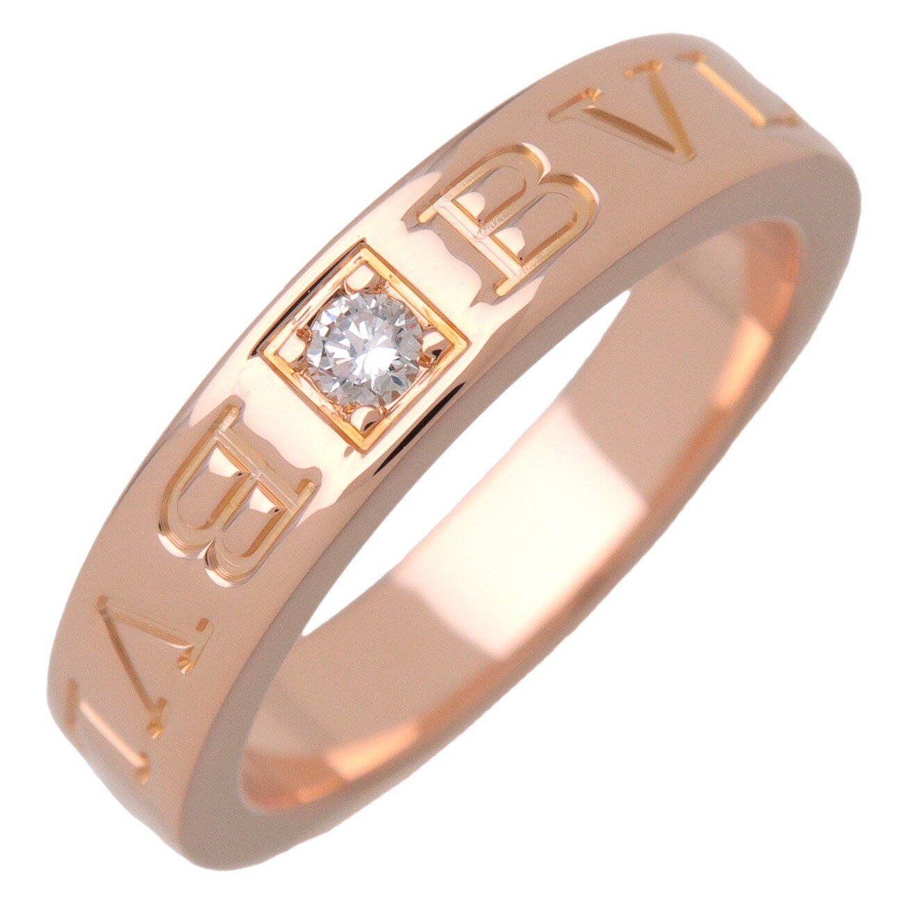 Rakuten - BVLGARI ブルガリブルガリ ダブルロゴ 1P ダイヤ リング 指輪 8.5号 750PG ピンクゴールド AN854185【中古】【新品仕上げ済み】【送料無料】【返品可】