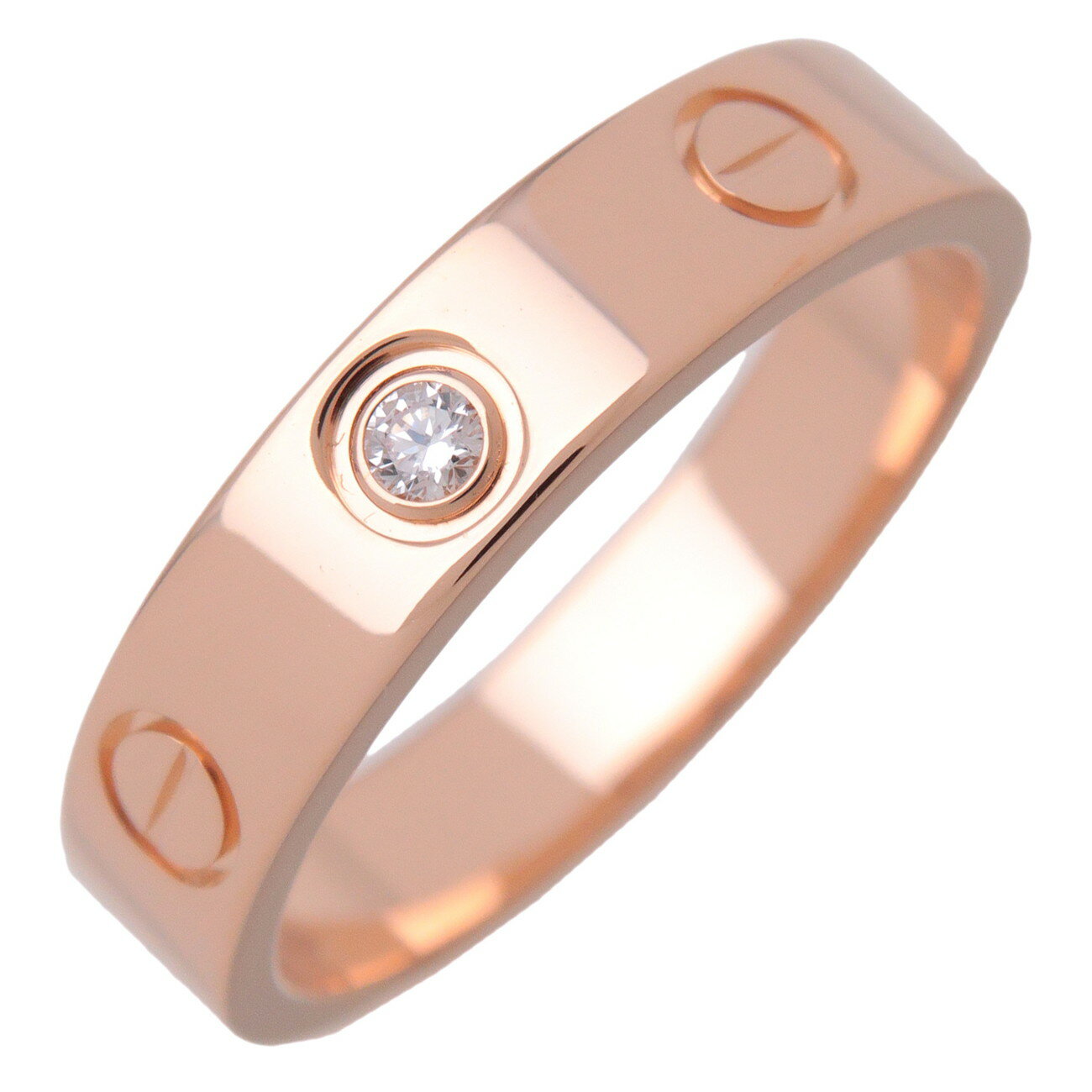 Rakuten - Cartier カルティエ ミニラブ 1Pダイヤリング 指輪 #50(10号) K18 750PG ピンクゴールド 0.02ct ダイヤモンド 【正規ブランド証明書(2017年)】【中古】【新品仕上げ済み】【送料無料】【返品可】