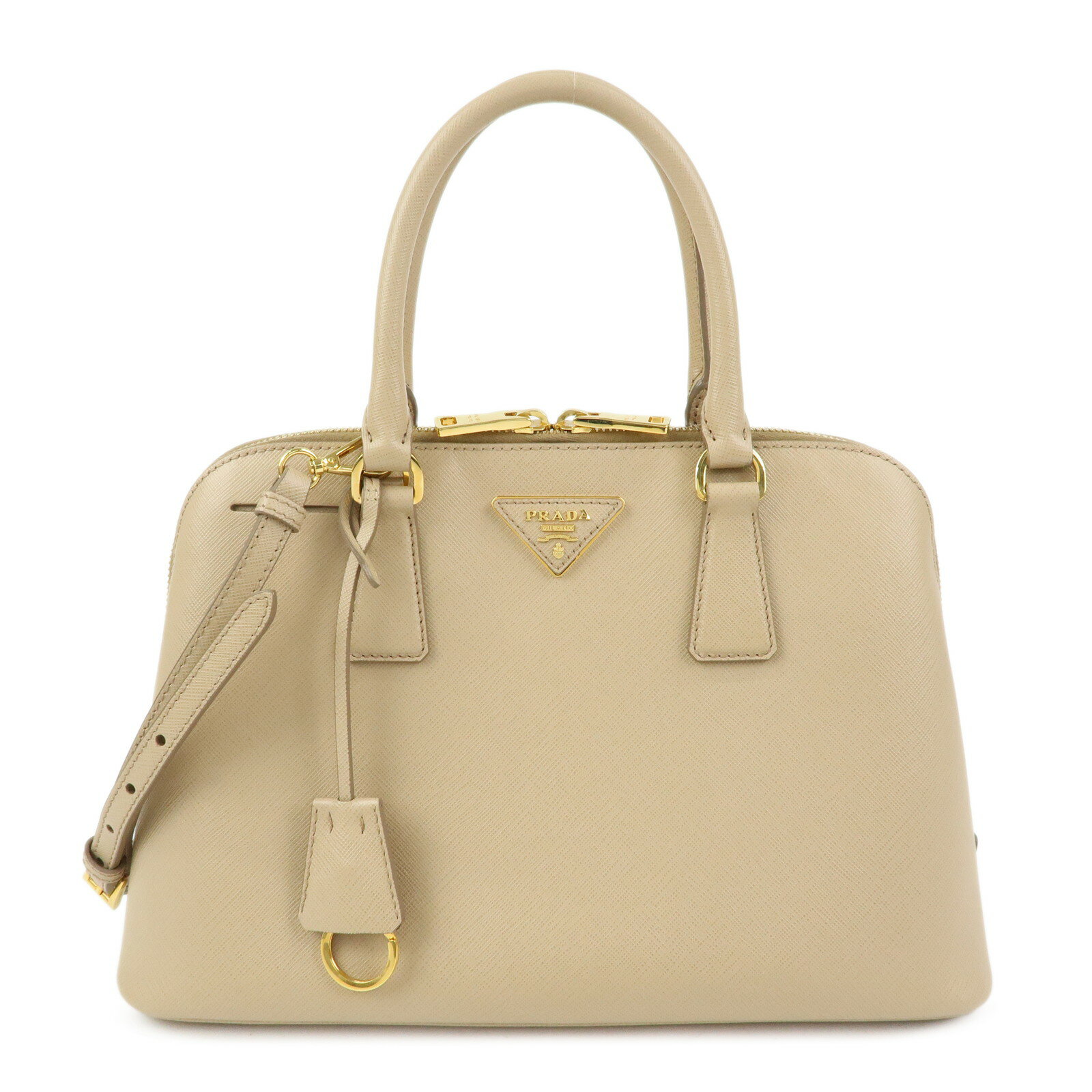 Rakuten - PRADA プラダ トライアングルロゴ 2WAYバッグ ハンドバッグ ショルダーバッグ サフィアーノレザー ベージュ BL0837【中古】【美品】【送料無料】【返品可】