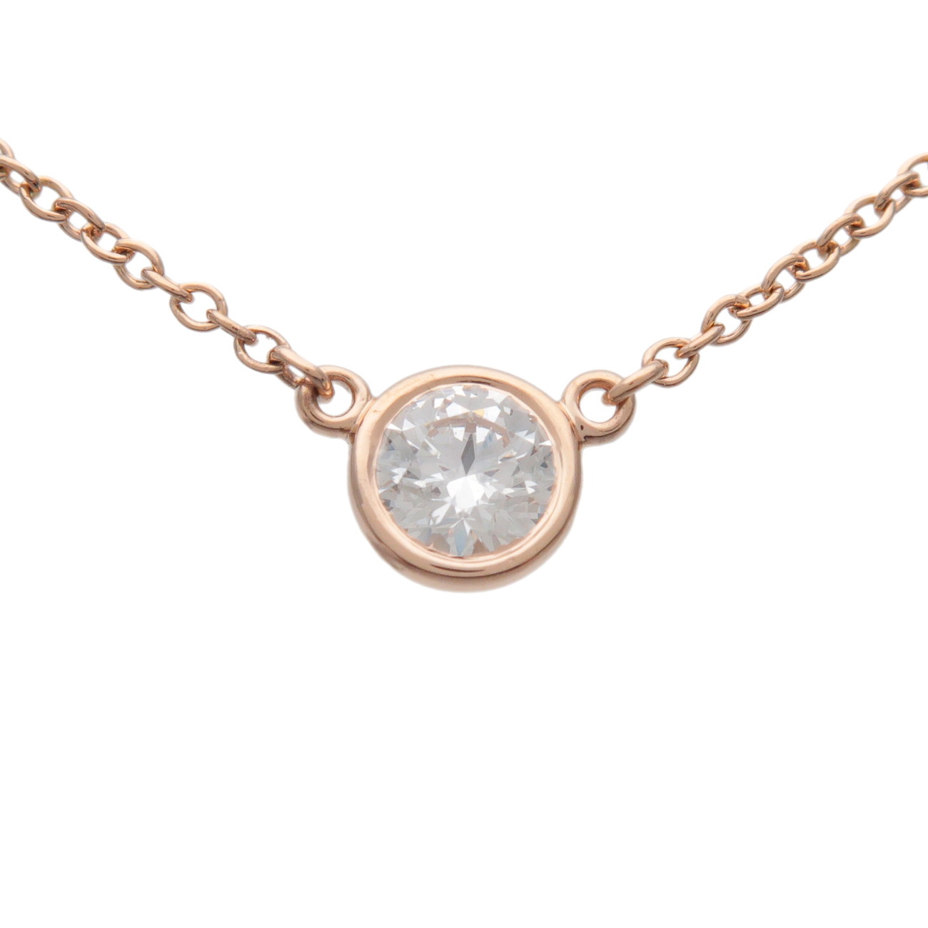 Rakuten - Tiffany&Co. ティファニー バイザヤード 1Pダイヤ ネックレス K18 750PG ピンクゴールド【中古】【新品仕上げ済み】【送料無料】【返品可】