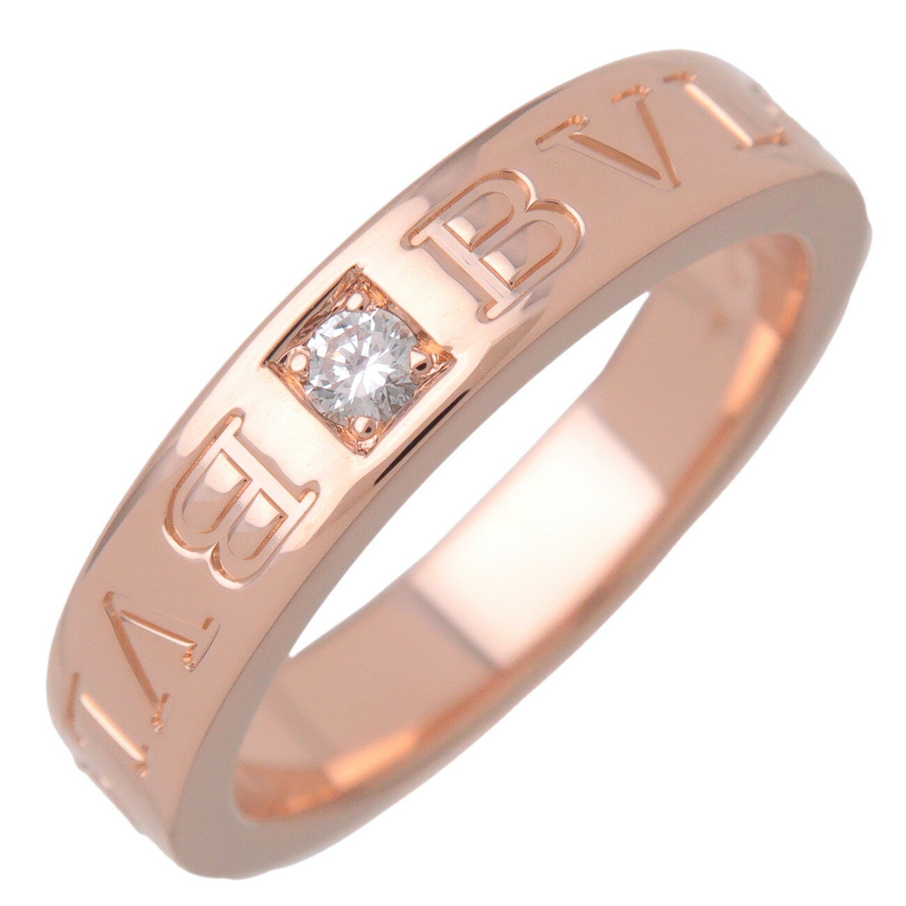 Rakuten - BVLGARI ブルガリ ダブルロゴ 1P ダイヤ リング 指輪 K18 750PG #50(10号) ピンクゴールド【中古】【新品仕上げ済み】【送料無料】【返品可】