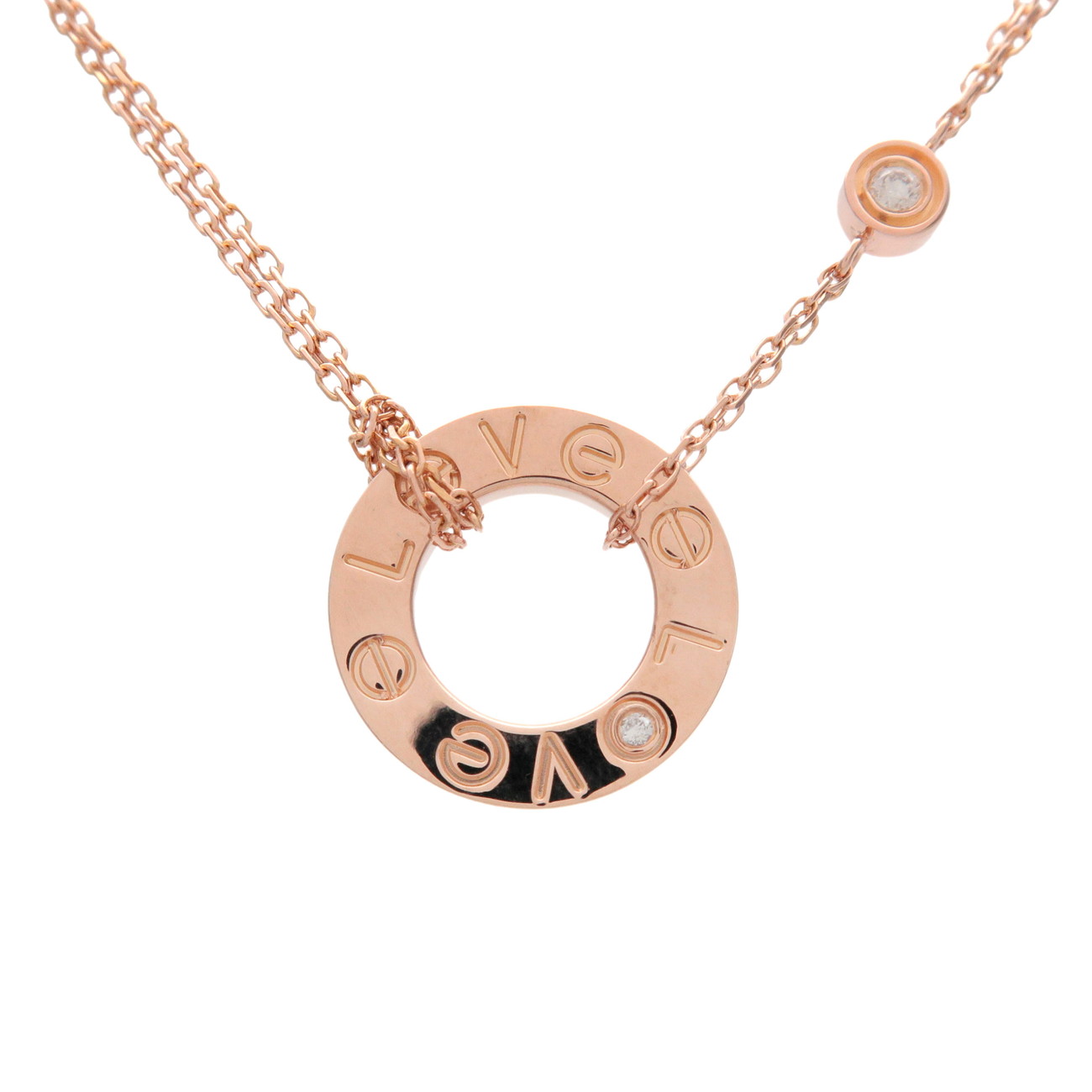 Rakuten - Cartier カルティエ ラブサークル 2Pダイヤ ネックレス K18 750PG ピンクゴールド【中古】【新品仕上げ済み】【送料無料】【返品可】