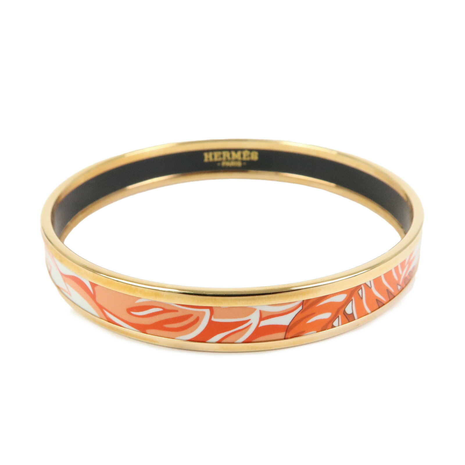 Rakuten - HERMES エルメス エマイユPM バングル ブレスレット メッキ ホワイト オレンジ ゴールド【中古】【美品】【送料無料】【返品可】