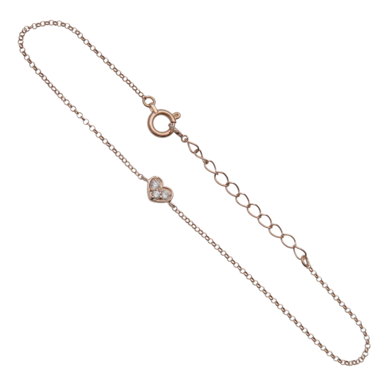 Rakuten - Ponte Vecchio ポンテヴェキオ ハートモチーフ 0.04ct 3Pダイヤ ブレスレット K18 750PG ピンクゴールド【中古】【新品仕上げ済み】【送料無料】【返品可】