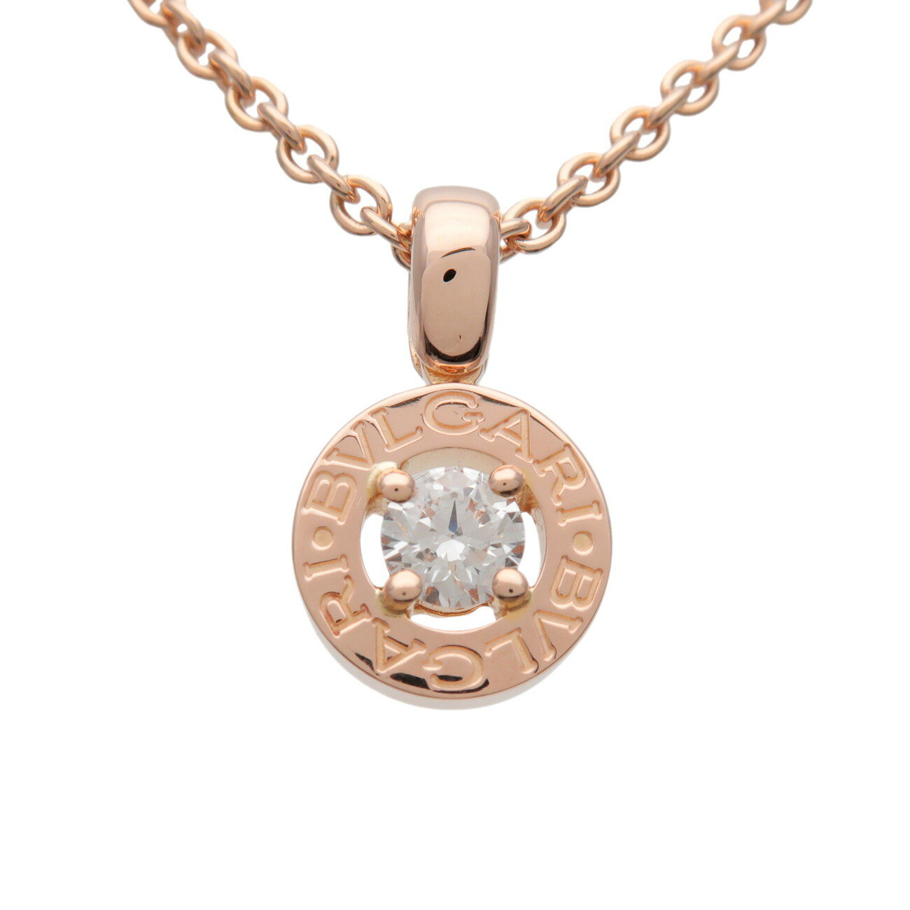 Rakuten - BVLGARI ブルガリブルガリ 1Pダイヤ ネックレス K18 750PG ピンクゴールド【中古】【新品仕上げ済み】【送料無料】【返品可】