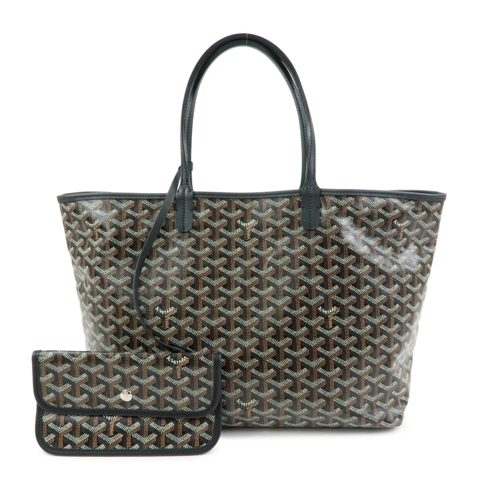 Rakuten - GOYARD ゴヤール サンルイPM トートバッグ ハンドバッグ PVC レザー ブラック ブラウン【中古】【超美品】【送料無料】【返品可】
