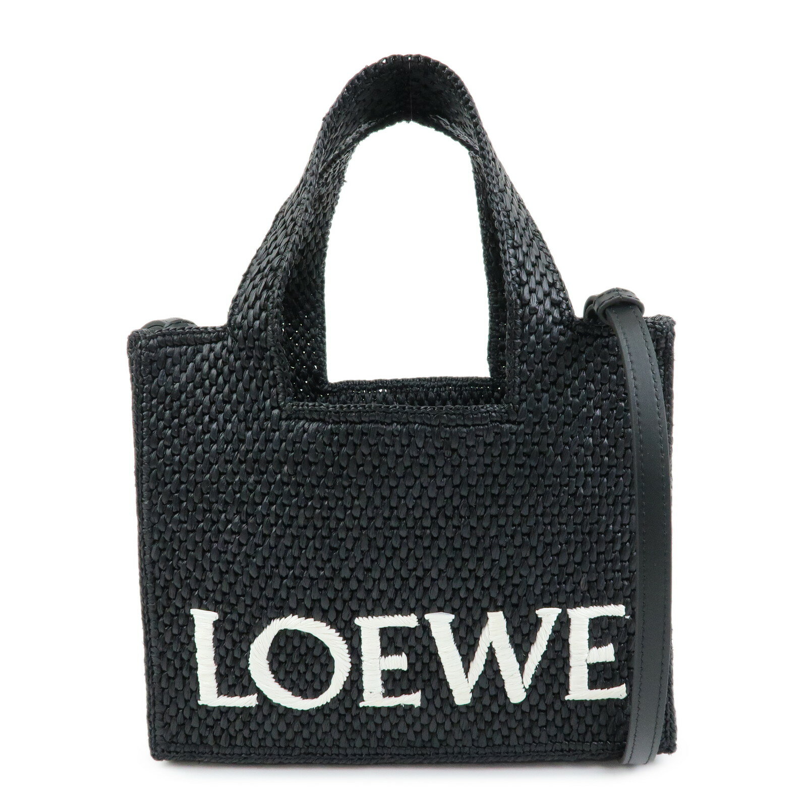 Rakuten - LOEWE ロエベ フォントトート ミニ 2WAYバッグ ハンドバッグ ラフィア レザー ブラック【中古】【美品】【送料無料】【返品可】