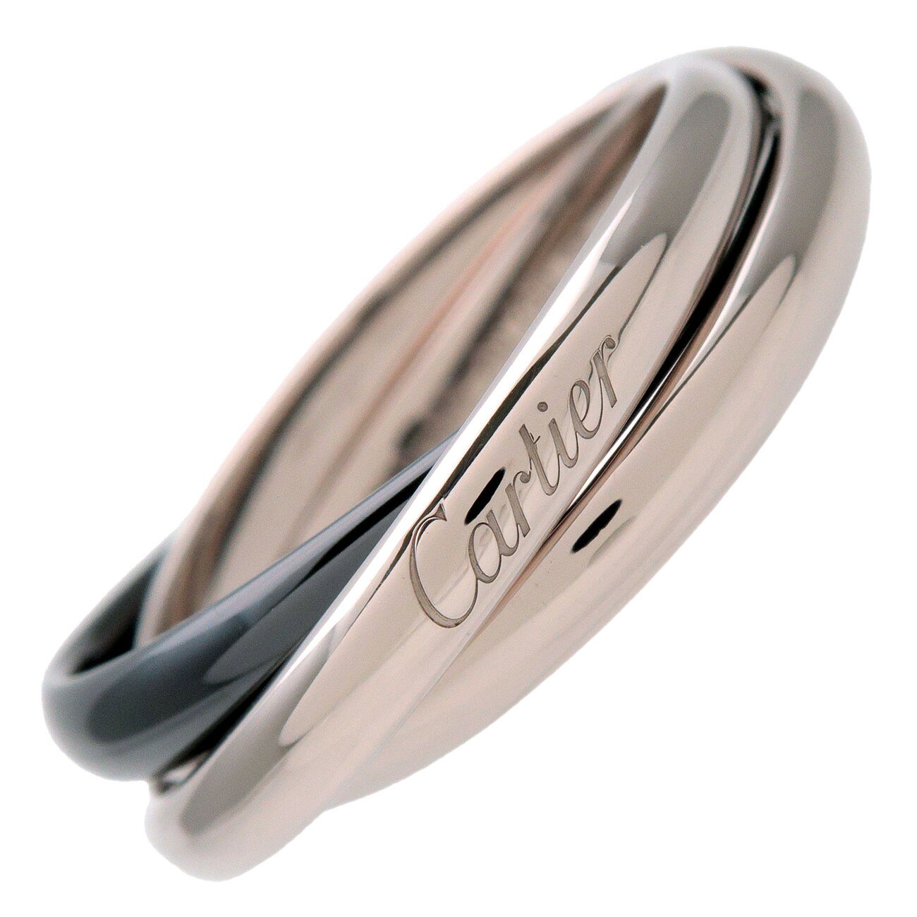 Cartier カルティエ トリニティリング MM クラシック 指輪 #65(24.5号) K18 750WG ブラックセラミック ホワイトゴールド ブラック 【正規ブランド証明書(2026年)】【中古】【新品仕上げ済み】【送料無料】【返品可】