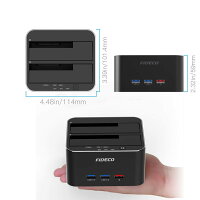 FIDECOクローンHDDスタンドblack大容量16TB対応(高速USB3.05GbpsSATA3.0対応)ストーレジ・オフラインクローン・USBハブ・急速充電4in1機能初心者簡単高伝送速度シンプルデザインUSB3.0ポート2.5/3.5インチHDD/SSDSATAI/II/III対応送料無料