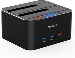 FIDECOクローンHDDスタンドblack大容量16TB対応(高速USB3.05GbpsSATA3.0対応)ストーレジ・オフラインクローン・USBハブ・急速充電4in1機能初心者簡単高伝送速度シンプルデザインUSB3.0ポート2.5/3.5インチHDD/SSDSATAI/II/III対応送料無料