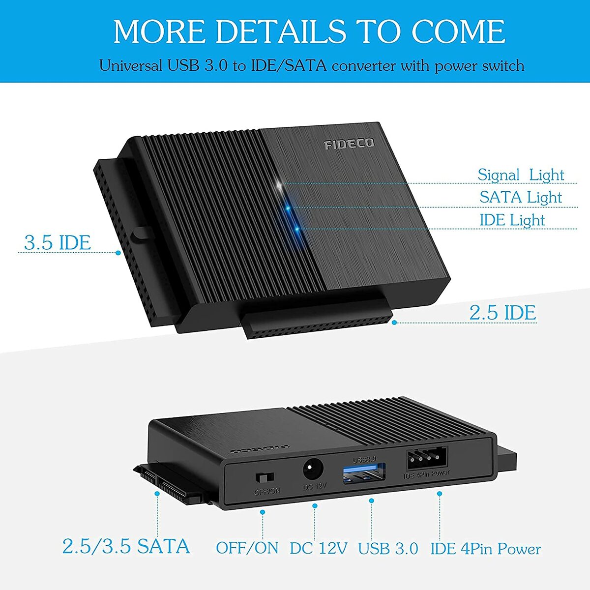 【新入荷商品】【2021新発売期間限定の値段】FIDECOSATA/IDE変換アダプタハードディスクUSB3.0SATAI/II/IIIHDD/SSD対応コンバータ5Gbps高速伝送最大12TB簡単操作日本語取扱書付き送料無料