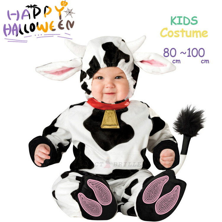 ハロウィン 衣装 子供 ベビー 女の子 男の子 動物 乳牛 牛 Cows COS Halloween キッズ コスプレ コスチューム 子供用 中綿 厚手 冬服 防寒 子ども用 出産祝い 仮装 変装 赤ちゃん 着ぐるみ コスチューム 万聖節 セット コンビネゾン 80 90 100cm