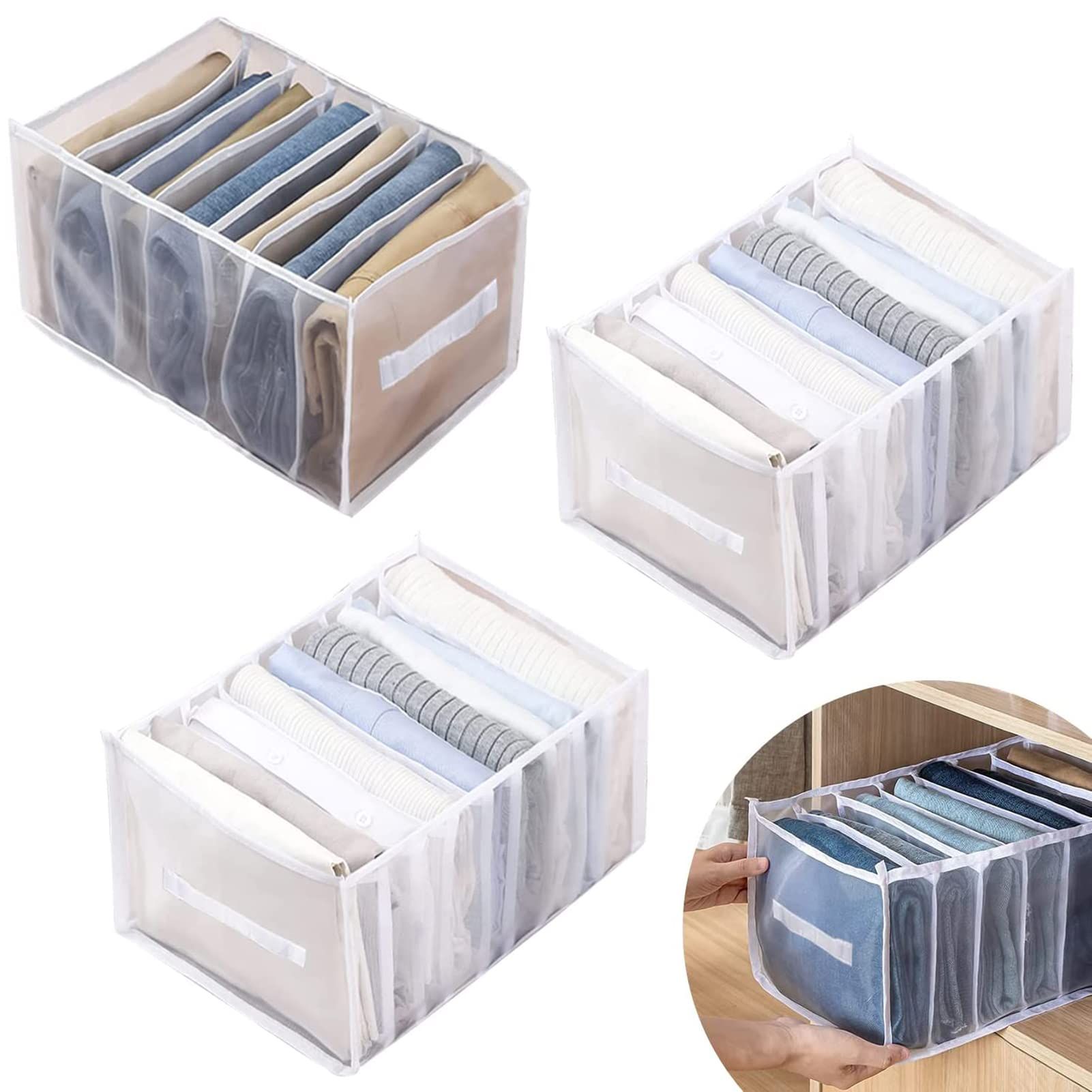 3点セット ズボン収納ボックス ジーンズ収納 ズボン収納ケース tシャツ収納 衣装収納ケース 取っ手付き..