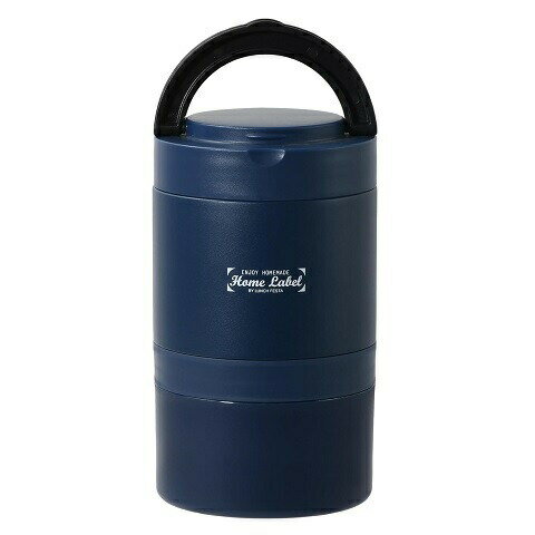 保温 弁当箱 ステンレスランチジャー 1100 連結式 ネイビー ホームレーベル DC-6006 レンジ対応 保冷 ..