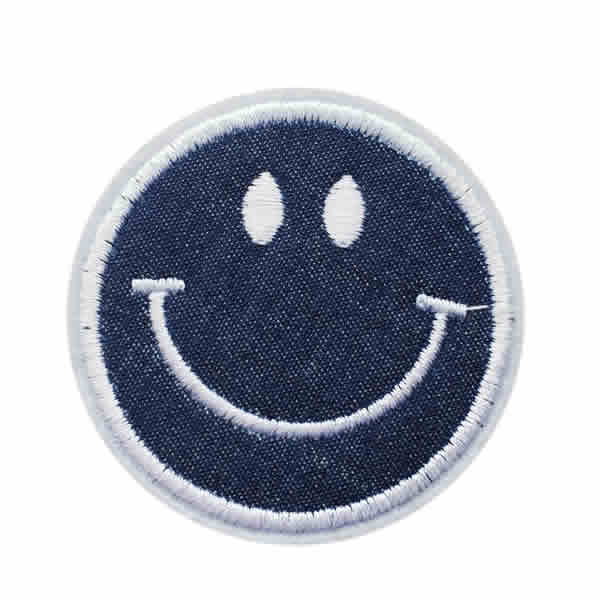 スマイル ワッペン デニム 刺繍 アイロン接着 縦6cm×横6cm ニコちゃん にこちゃん smile アイロンワッ..