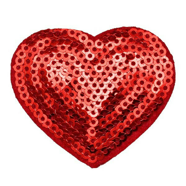 ワッペン スパンコール アイロン接着 縦4.2cm×横4.9cm （小）ハート キラキラ デコ ダンス 入園 入学 ..