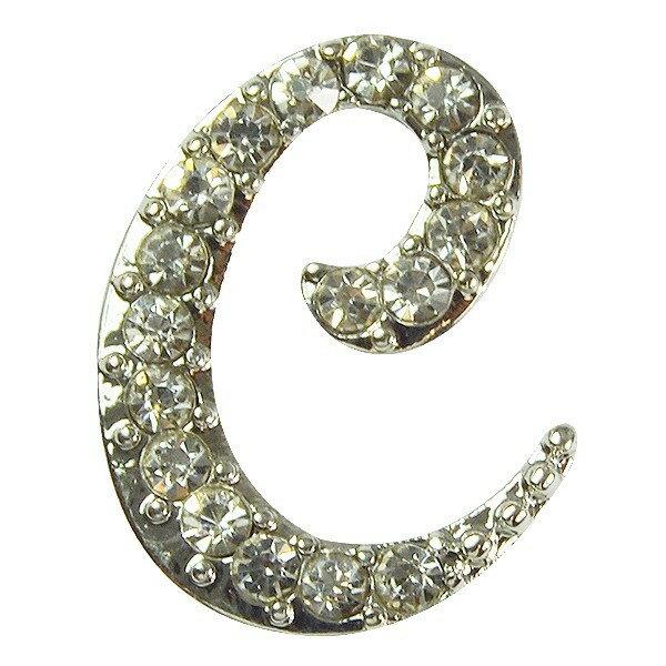 アルファベット デコパーツ 金属パーツ 縦1.8cm×横1.4cm イニシャル C ラインストーン キラキラ ハンド..