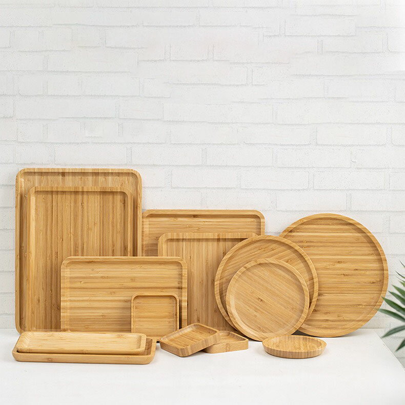 送料無料 トレー 茶菓皿 竹 プレート サークル 天然木製 27cm ゴムの木 竹製 お皿 ワンプレート 木目 ..