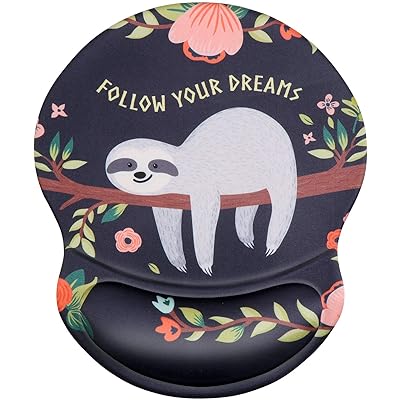 マウスパッド リストレスト一体型 かわいい 手首クッション 26×21cm 撥水パームレスト おしゃれ 低反発 滑り止め オフィス/在宅ワーク/ゲーミングマウスパッド（ナマケモノ）