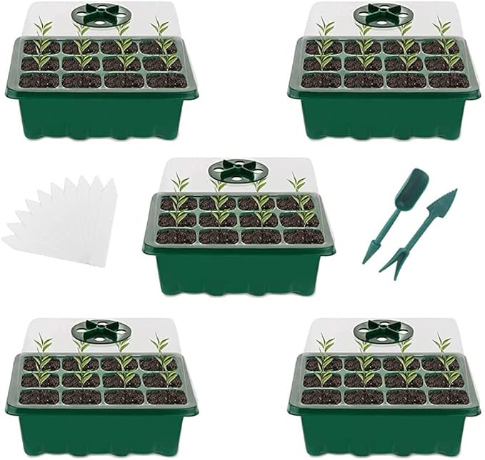 育苗ポット 育苗トレイ 12穴育苗 ホワイトラベル10個+移植ツール2個 園芸用品 種まきハウス 種まき器 ..