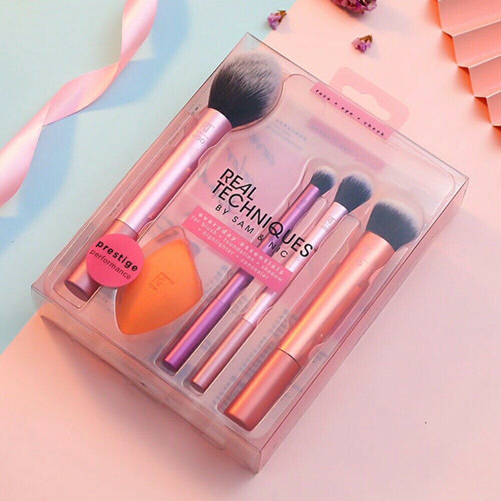 メイクブラシセット メイク 化粧 筆 化粧ブラシ メイク道具 柔らかい 5セット 多機能メイクアップブラシセット 化粧筆（4本ブラシ、メイクスポンジ）