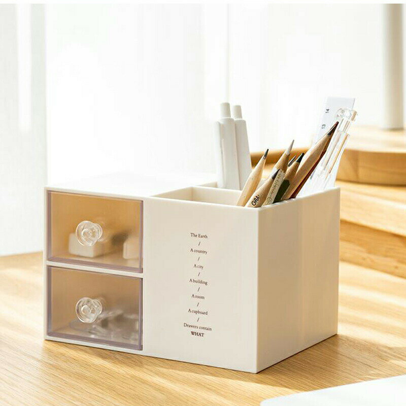 ペン立て ペンスタンド 引き出し付き 仕入れ デスク周り収納 整理整頓 文房具 小物入れ 化粧品 メイク入れ 大容量 多機能 可愛い おしゃれ ギフト 送料無料
