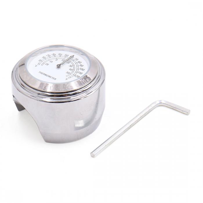 オートバイのハンドルバー温度計 22 mm 25 mmゲージダイヤルクロックウォッチ シルバートーン