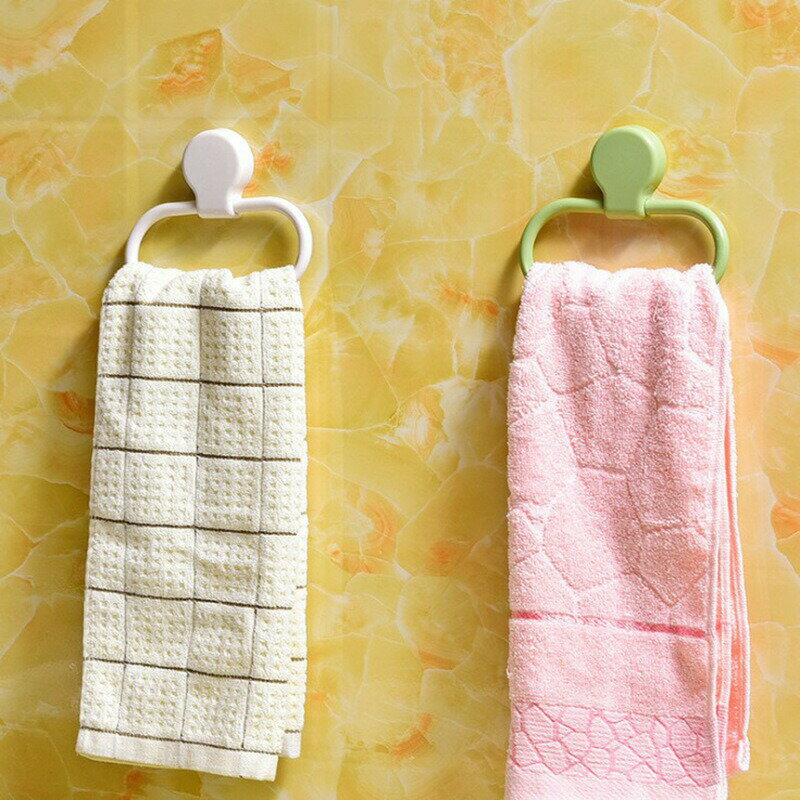 タオルハンガー タオル掛け お風呂用品 バス用品 洗面台 洗面所 壁掛け 粘着式 貼る サークル 円形 楕円形 オーバル型 洗面所 キッチン トイレ 浴室 バスルーム 無地 単色 シンプル かわいい お洒落